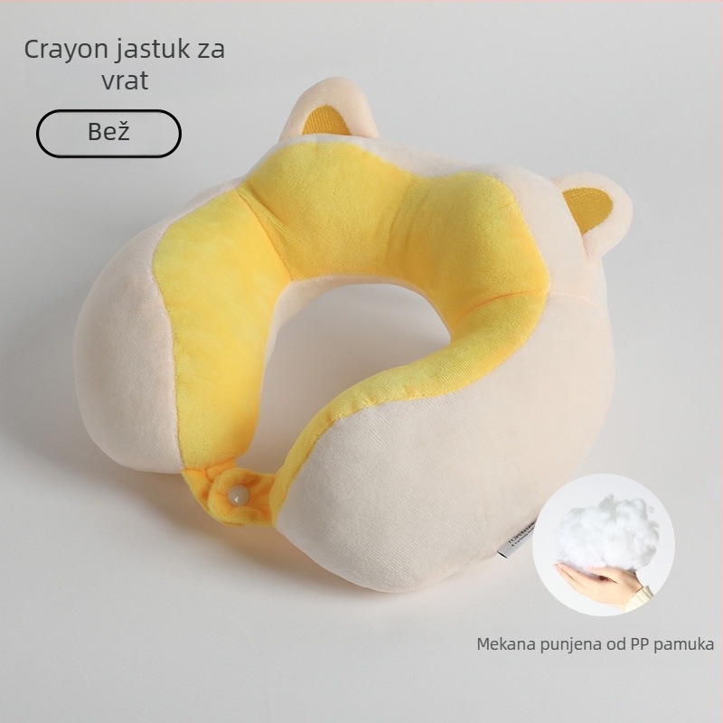 U-oblikovana jastučnica za vrat – crtić stil, prenosna za ured, kuću i putovanja; punilo: pamuk; jezgra od spandexa – super mekana; univerzalna prilagodba; težina ispod 0,5 kg