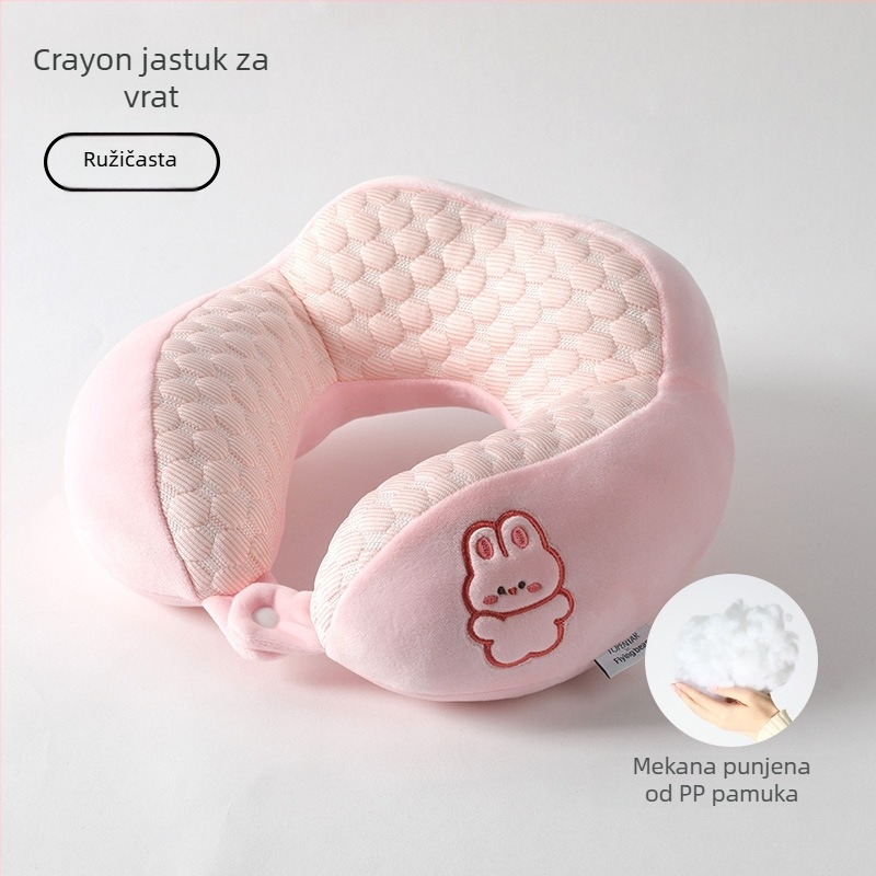 U-oblikovana jastučnica za vrat – crtić stil, prenosna za ured, kuću i putovanja; punilo: pamuk; jezgra od spandexa – super mekana; univerzalna prilagodba; težina ispod 0,5 kg