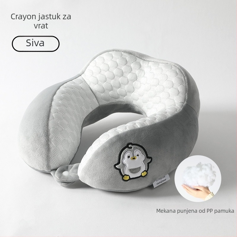U-oblikovana jastučnica za vrat – crtić stil, prenosna za ured, kuću i putovanja; punilo: pamuk; jezgra od spandexa – super mekana; univerzalna prilagodba; težina ispod 0,5 kg