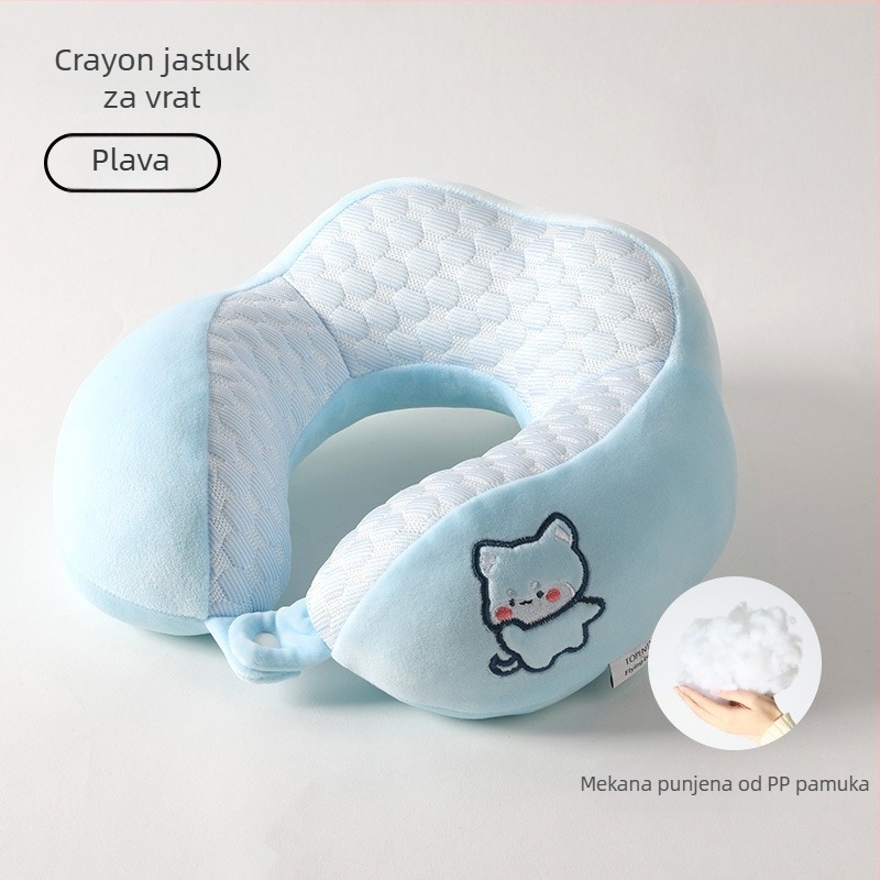 U-oblikovana jastučnica za vrat – crtić stil, prenosna za ured, kuću i putovanja; punilo: pamuk; jezgra od spandexa – super mekana; univerzalna prilagodba; težina ispod 0,5 kg