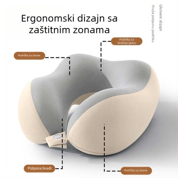 Memory pjena U-oblik putni jastuk s navlakom od mliječnog satena, težina do 0,5 kg, za odrasle