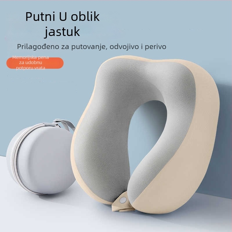 Memory pjena U-oblik putni jastuk s navlakom od mliječnog satena, težina do 0,5 kg, za odrasle