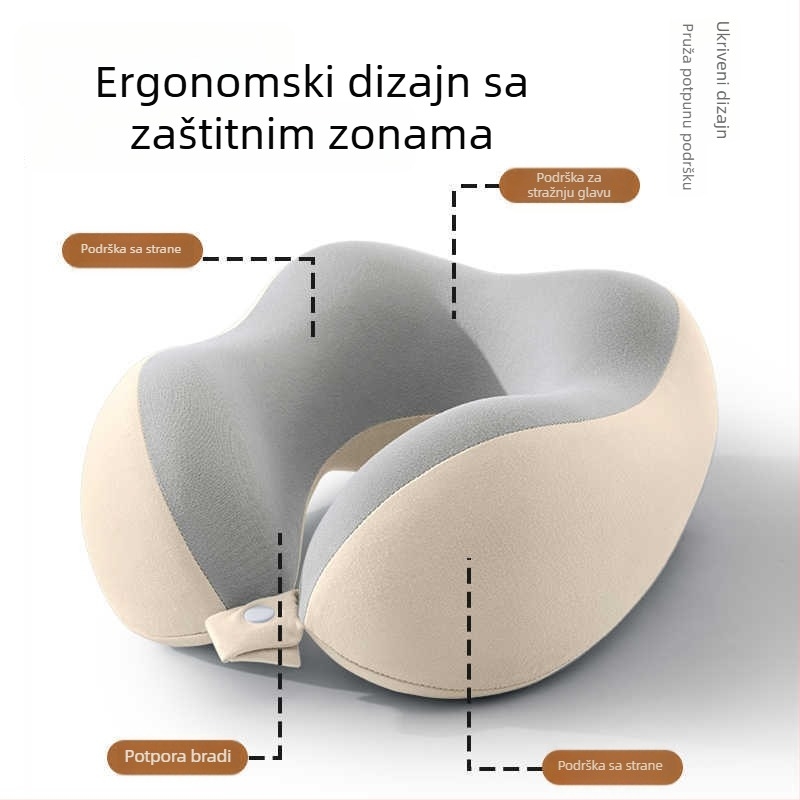 Memory pjena U-oblik putni jastuk s navlakom od mliječnog satena, težina do 0,5 kg, za odrasle