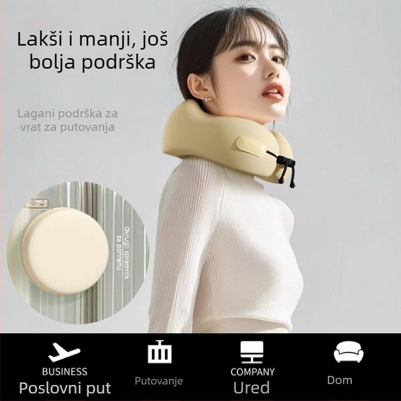 Putni U-oblik vratni jastuk s memorijskom pjenom, navlaka od poliestera i pamuka, lagan, težine do 0,5 kg