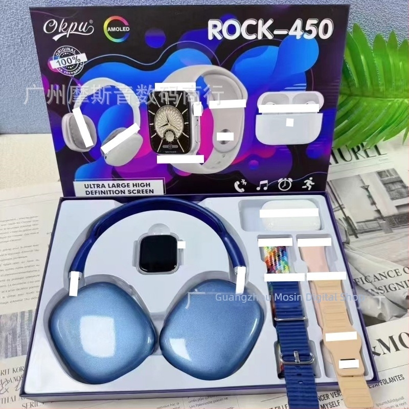 Pametni sat s dvostrukim bežičnim slušalicama i setom od 4 remena, AMOLED zaslon, aluminijska legura kućište, silikon remen, praćenje zdravlja (br. otkucaja, krvni tlak, SpO2, san), bežično magnetsko punjenje