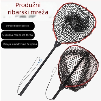 Mreža za ribolov od aluminijskog legura s mrežastom torbom od silikona, prijenosni ribolovni dodatak, licencirana privatna marka