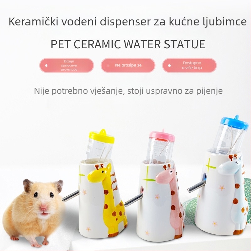 Keramička vodena boca za hamstera s vertikalnim držačem