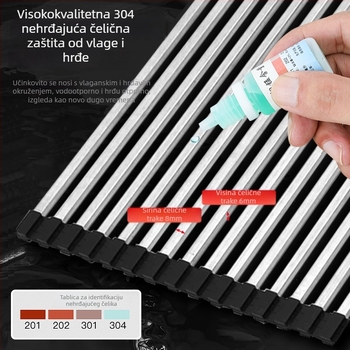 Dongxing nehrđajući čelik – roll-up odvodni stalak za kuhinju sa sklopivim držačem posuđa