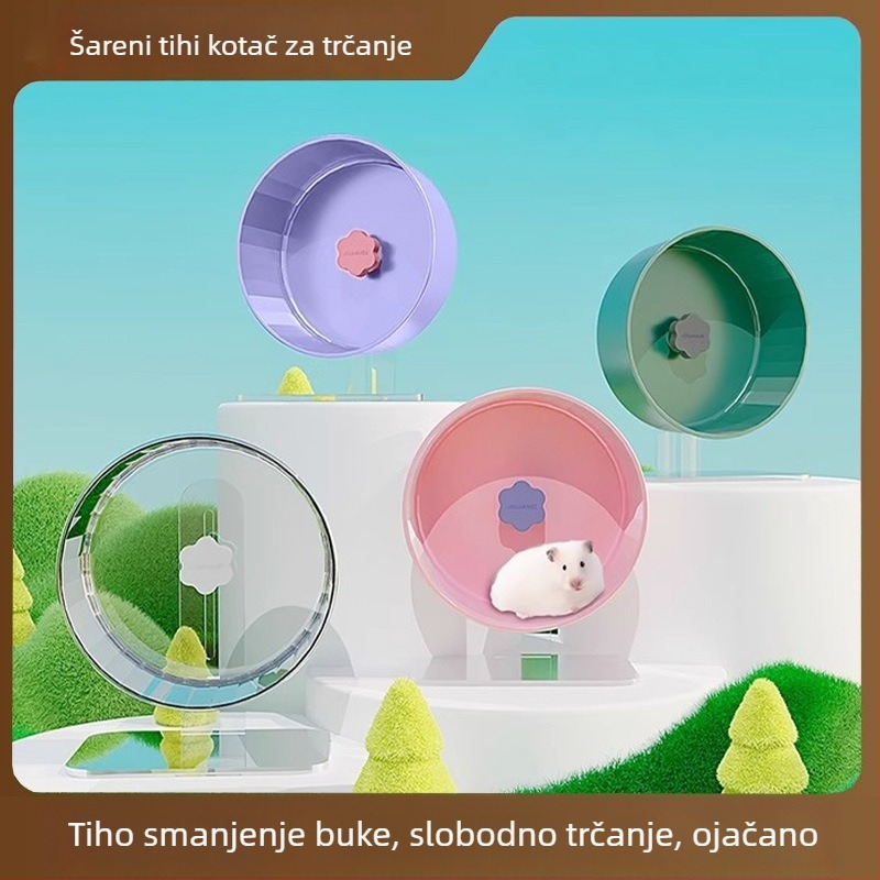 Kolo za trčanje za hamstera, tiho, prozirno s nosačem, plastično, brenda Happy Pet Paradise