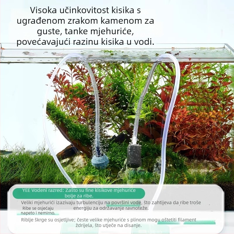 Akvarijska pumpa za kisik - tihi integrirani mini oksigenator za kućne akvarije - 560 g, marka Nepal, licencirana privatna oznaka: Da