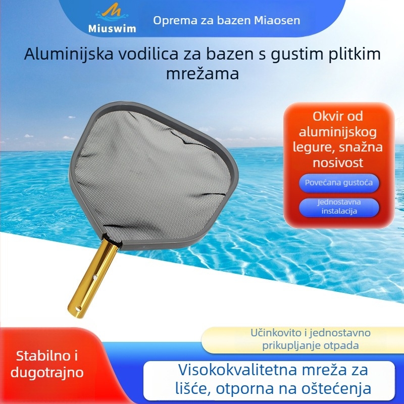Bazenska mreža s aluminijskim okvirom – gusta mreža za hvatanje lišća i smeća, pribor za čišćenje bazena