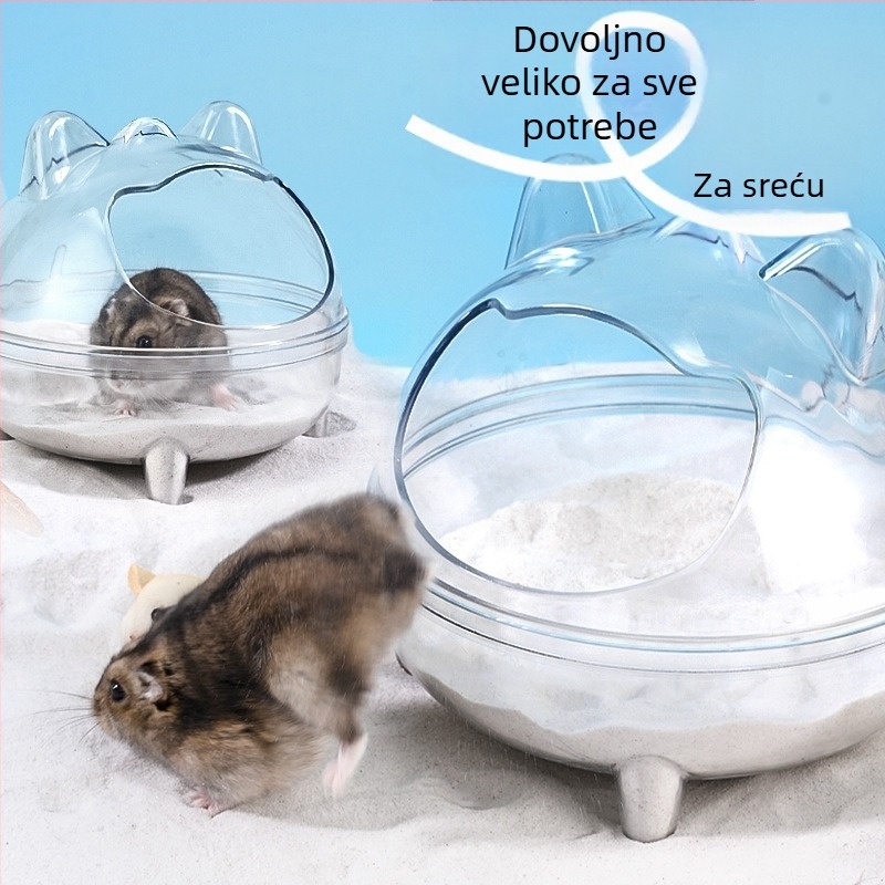 Kade za kupanje škrečka u obliku mačke - otporna na prskanje, dvostruka namjena; PVC materijal, podrijetlo Hunan, marka Half purple half red