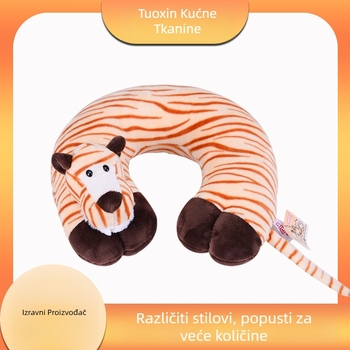 Putni U-oblik jastuk s crtanim životinjama, punilo poliester vlakno, navlaka kemijska vlakna, stil crtani, pogodan za djecu i odrasle, pruža potporu vrata