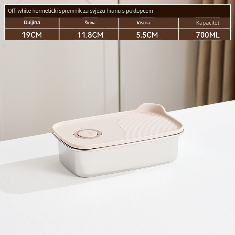 Pravokutna kutija za čuvanje hrane, 316 nehrđajući čelik + PP, hrana sigurnog kvaliteta, kapacitet 1–2 L, nije prikladna za mikrovalnu