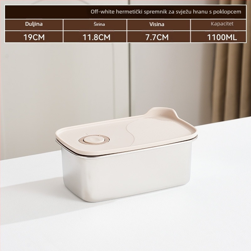 Pravokutna kutija za čuvanje hrane, 316 nehrđajući čelik + PP, hrana sigurnog kvaliteta, kapacitet 1–2 L, nije prikladna za mikrovalnu
