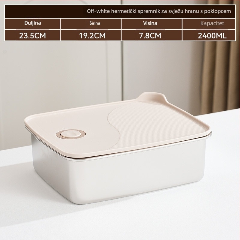 Pravokutna kutija za čuvanje hrane, 316 nehrđajući čelik + PP, hrana sigurnog kvaliteta, kapacitet 1–2 L, nije prikladna za mikrovalnu