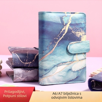 Bilježnica s otvorima – makaronasti zlatni mramorni dizajn; Marka: Tengtai; Model: TT-W; Unutarnji papir: šumski papir; Prilagodljivo; 6 rupa