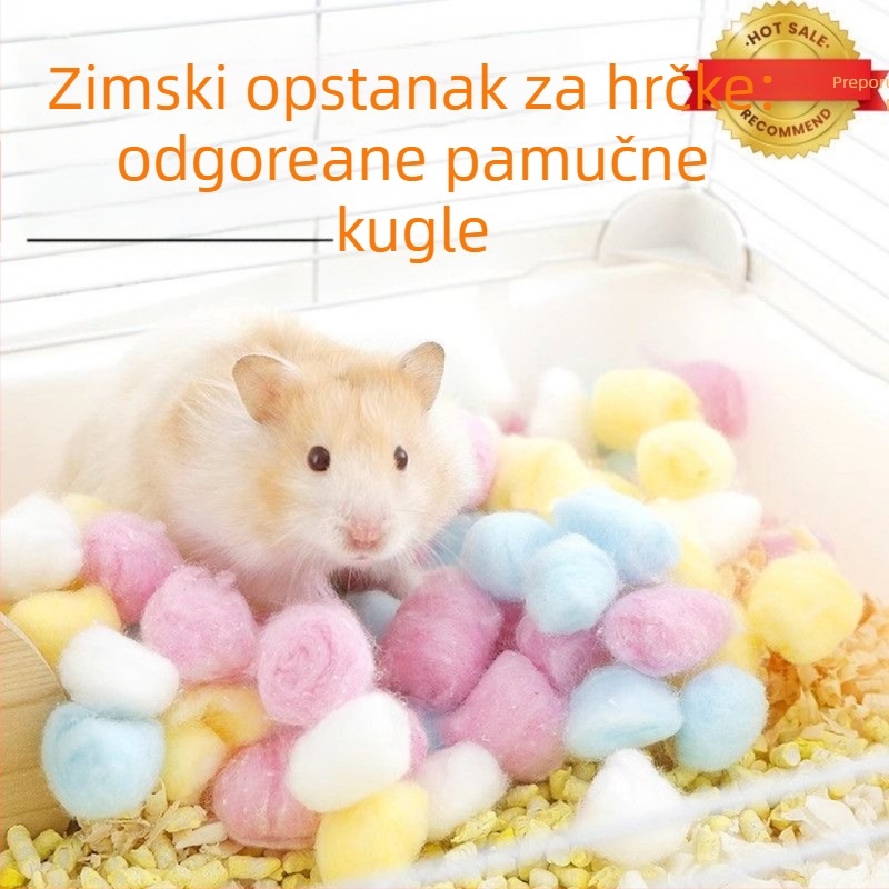 Hamster gnijezdo od pamuka — zimska toplina, upijajući pamuk, svilenkasti ulošak za gnijezdo, cvjetni uzorak (Materijal: pamuk; Uvoz: Ne; Kategorija: pribor za prehranu kućnih ljubimaca)