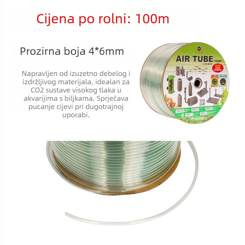 Akvariumska visokotlačna cijev za zrak, 4/6 mm, za CO2 i pumpu kisika