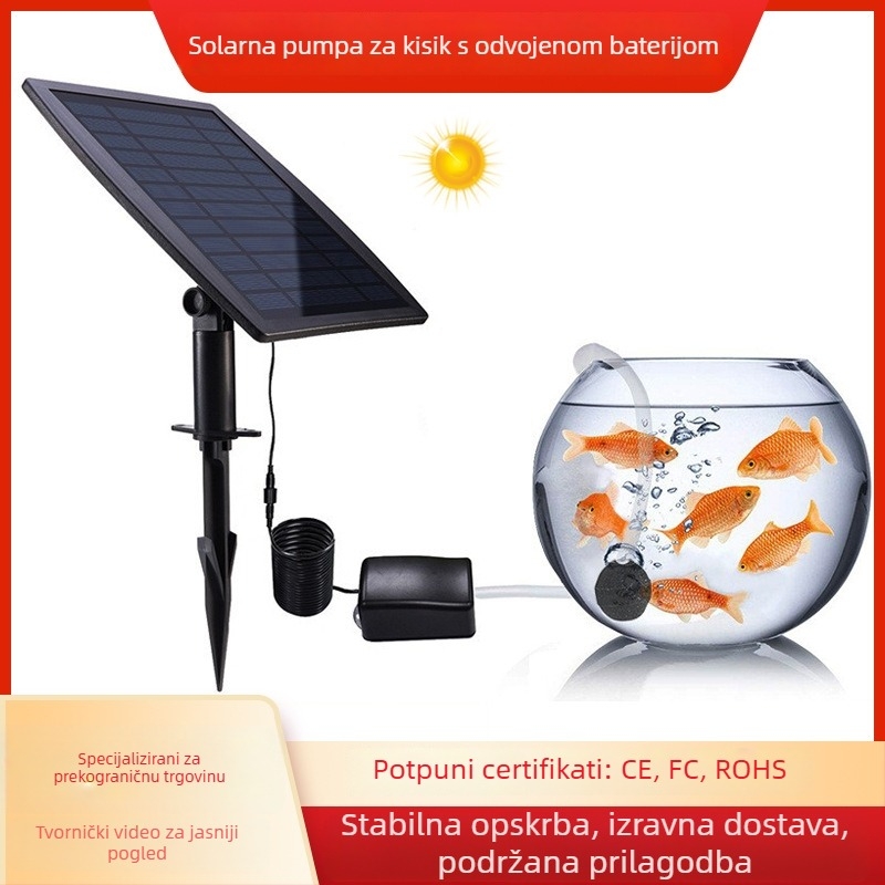 Solarna kompaktna vanjska pumpa za kisik sa ugrađenom baterijom, prenosni aerator velikog protoka za male ribnjake