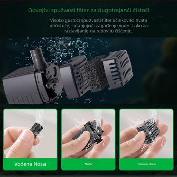 Podvodna pumpa za akvarij, ABS materijal, 5V, tih rad, oksigeniranje vode u akvariju