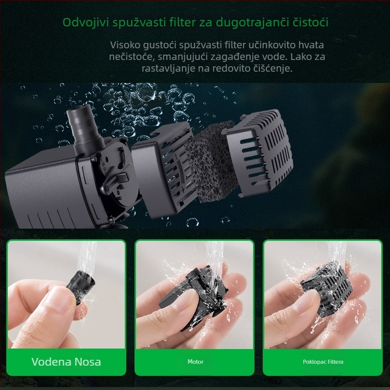 Podvodna pumpa za akvarij, ABS materijal, 5V, tih rad, oksigeniranje vode u akvariju
