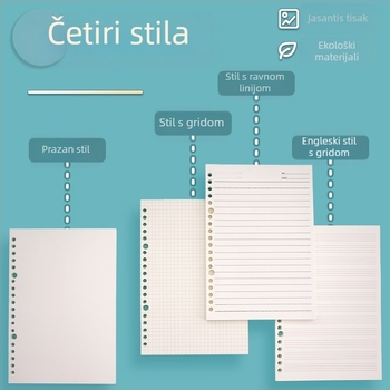 Ming Xingsheng refill papir za studentske bilježnice s kružnim otvorima, 50 listova, otisnuto logo, prilagodba, licencirana privatna etiketa