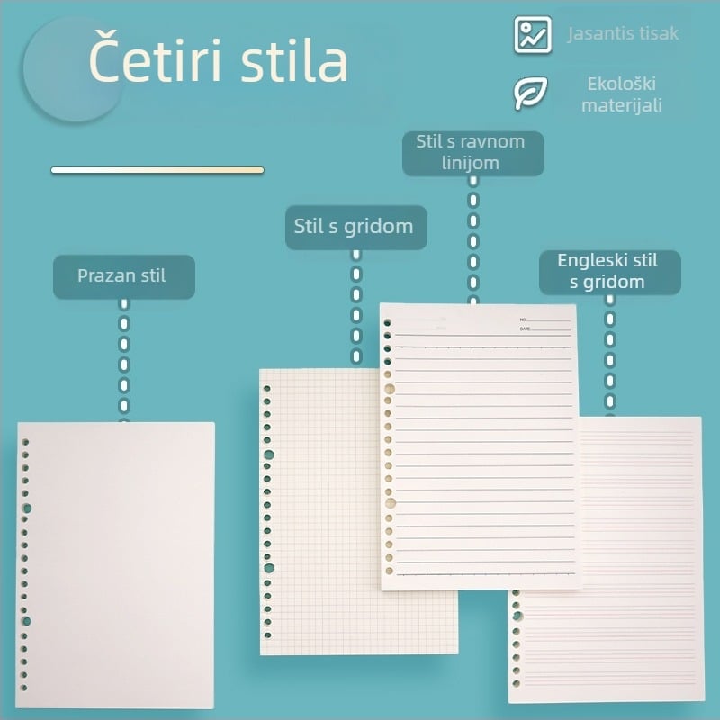 Ming Xingsheng refill papir za studentske bilježnice s kružnim otvorima, 50 listova, otisnuto logo, prilagodba, licencirana privatna etiketa