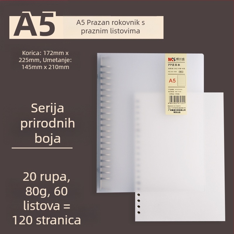 Ming Xingsheng refill papir za studentske bilježnice s kružnim otvorima, 50 listova, otisnuto logo, prilagodba, licencirana privatna etiketa
