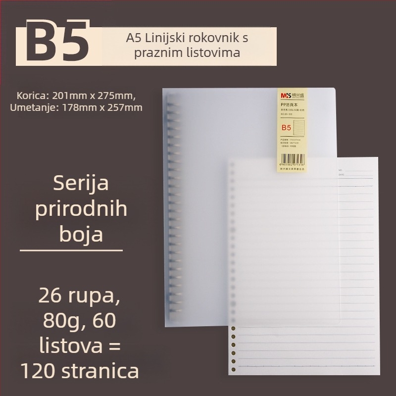 Ming Xingsheng refill papir za studentske bilježnice s kružnim otvorima, 50 listova, otisnuto logo, prilagodba, licencirana privatna etiketa