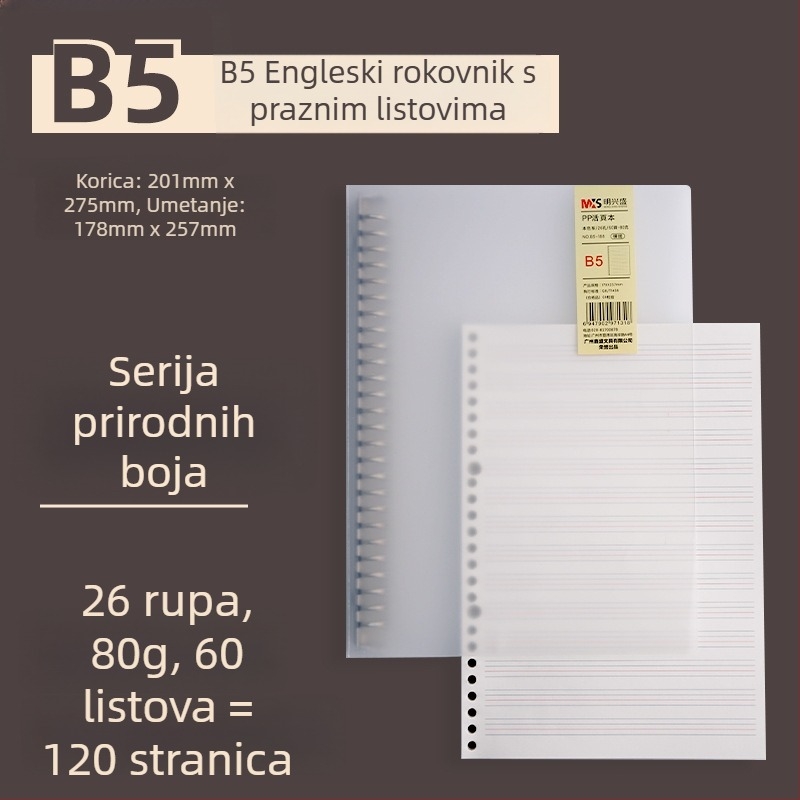 Ming Xingsheng refill papir za studentske bilježnice s kružnim otvorima, 50 listova, otisnuto logo, prilagodba, licencirana privatna etiketa