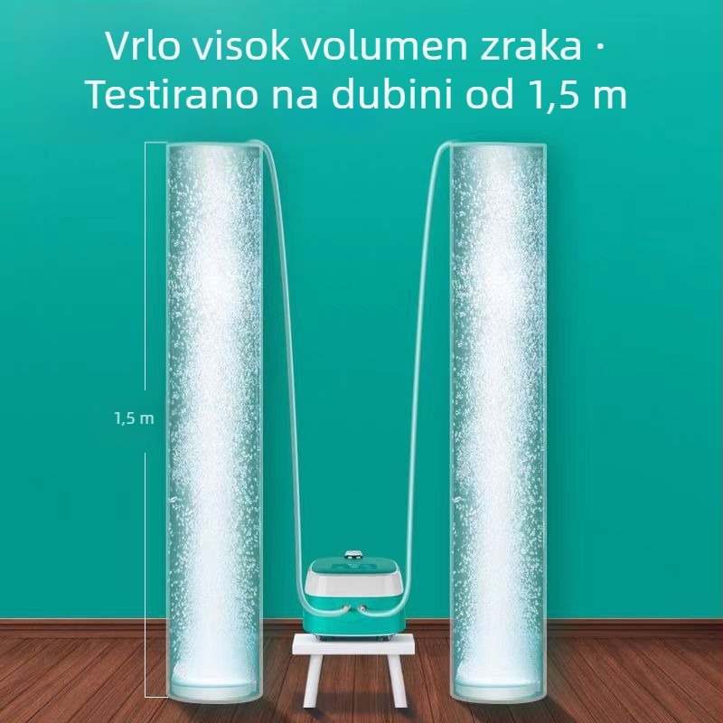 Akvarijska pumpa za kisik, iznimno tiha, visok protok kisika, punjiva, radi na AC/DC, model YHX010