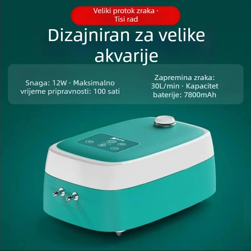 Akvarijska pumpa za kisik, iznimno tiha, visok protok kisika, punjiva, radi na AC/DC, model YHX010