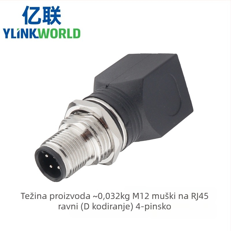 Adapter konektor M12 na RJ45, 4/8 jezgri, muški i ženski, zakrivljen i ravni, IP68, kodiranje A/D/X