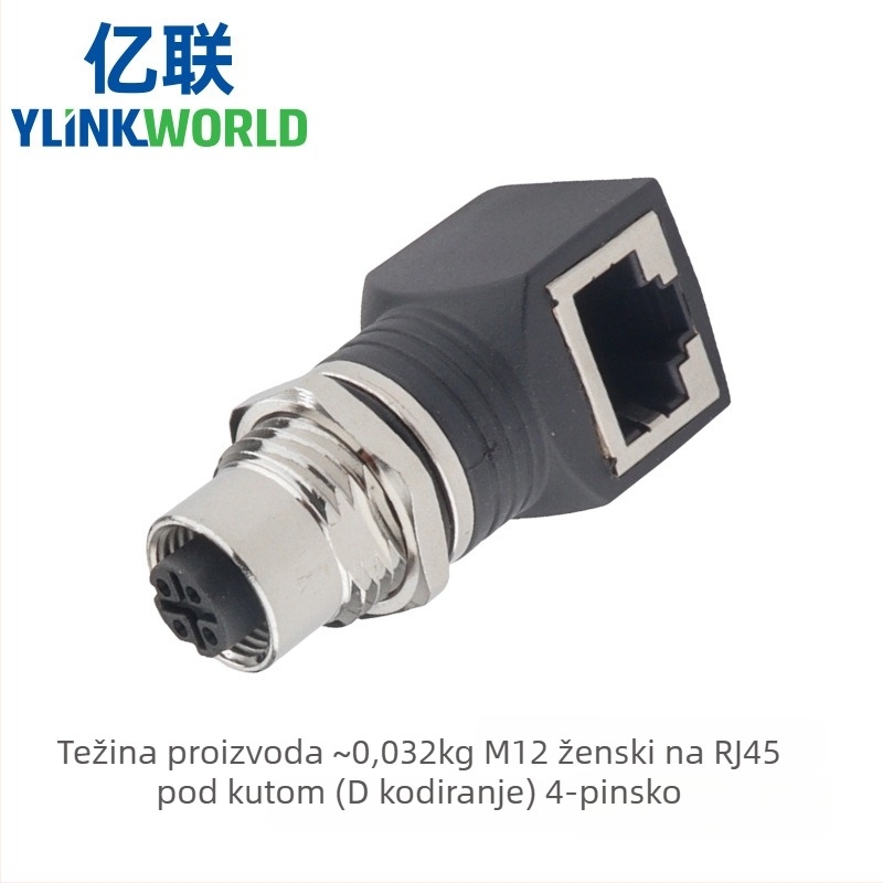 Adapter konektor M12 na RJ45, 4/8 jezgri, muški i ženski, zakrivljen i ravni, IP68, kodiranje A/D/X