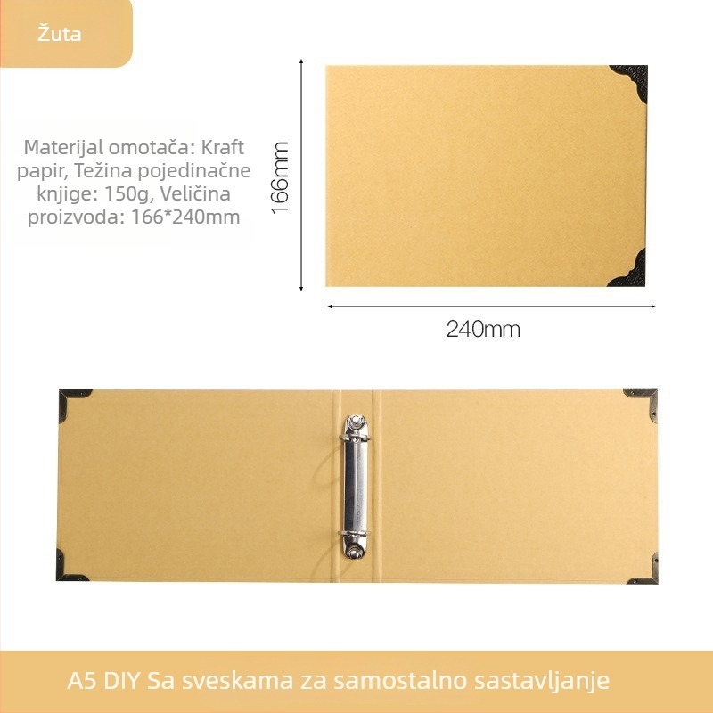 Fascikl Kraft papira s uklonjivim horizontalnim dizajnom, 15 listova, kompatibilnost rupa 2/6, prilagodljiva obrada i tisk logotipa