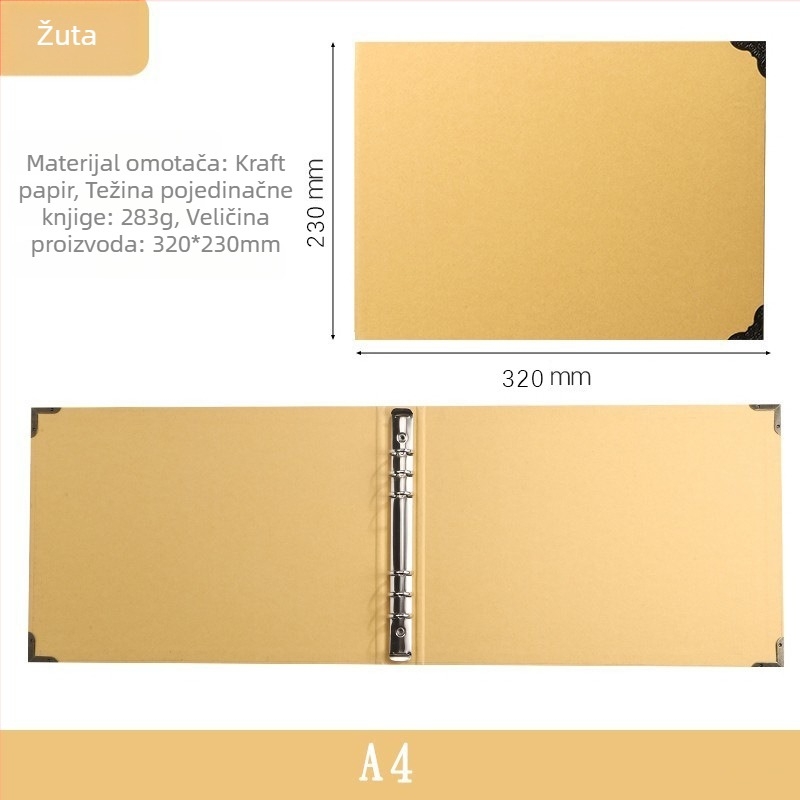 Fascikl Kraft papira s uklonjivim horizontalnim dizajnom, 15 listova, kompatibilnost rupa 2/6, prilagodljiva obrada i tisk logotipa