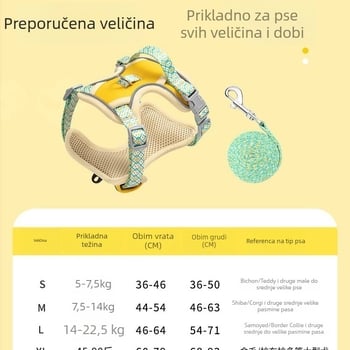 Postroj i povodac za kućne ljubimce od užeta, poliester, model HSYHZSZSXBZTS, neproduživo