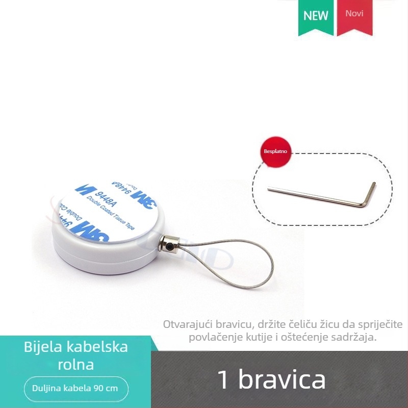 SIECAO Antikradni prikazni pretinac s automatskim teleskopskim proširenjem za nakit — automatsko proširenje; Primjena: vitrine za nakit i satove; Prilagodba: mogu se prilagoditi različiti završeci konaca; dio serije Anti-theft display