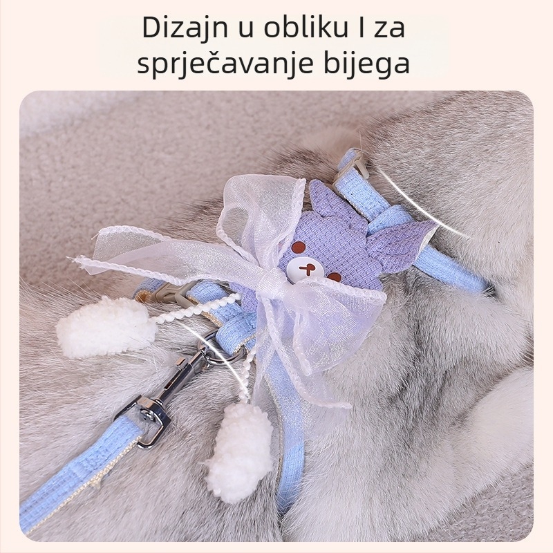 Povodac za mačke s dizajnom u obliku I, podesiv, poliester