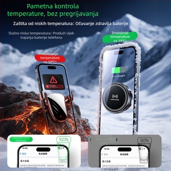 H8A-15W Bežično punjenje s magnetskim rashladnim radijatorom, MagSafe glava, Type-C sučelje, plast i metal