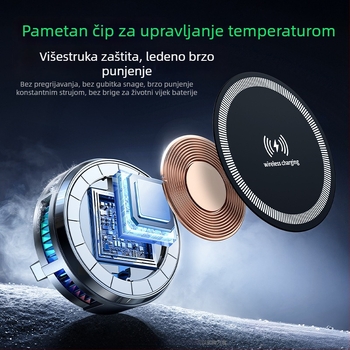 H8A-15W Bežično punjenje s magnetskim rashladnim radijatorom, MagSafe glava, Type-C sučelje, plast i metal