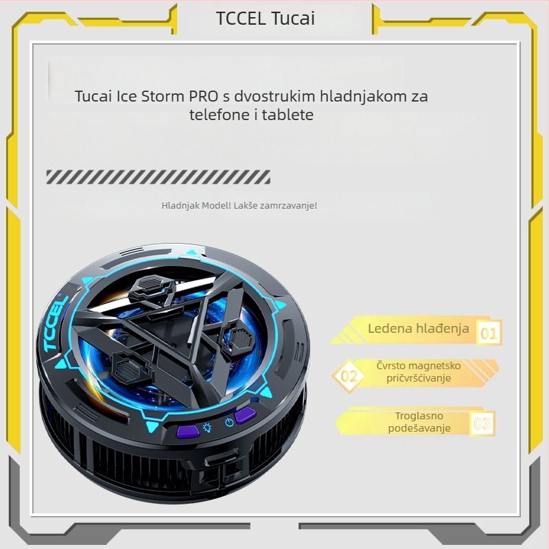 Magnetski bežični hladnjak za mobitel s poluvodičkim hlađenjem — Type-C sučelje; konstrukcija od aluminijske legure + toplinski vodljivi silikon; težina 94 g