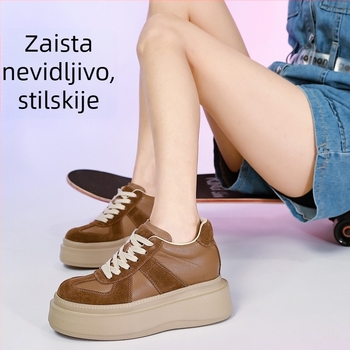 Platforme s skrivenom petom, gornji dio od ovčje kože, bez vezivanja, visina pete 6-8 cm, đon od pjene