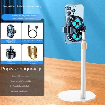 Klip za hlađenje za live streaming s poluvodičkim hlađenjem i ugrađenim ventilatorom, nosač za igre