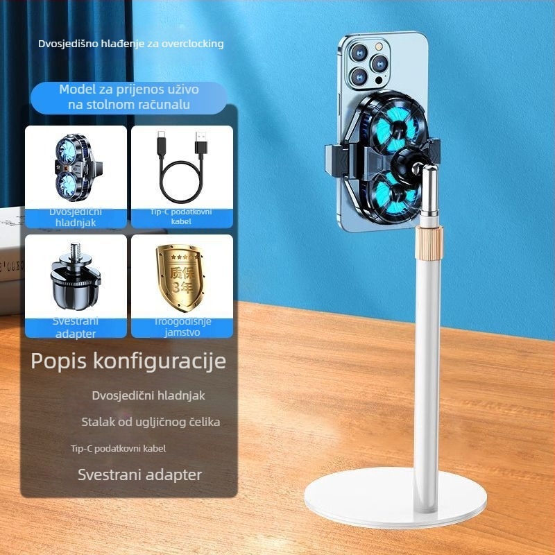 Klip za hlađenje za live streaming s poluvodičkim hlađenjem i ugrađenim ventilatorom, nosač za igre