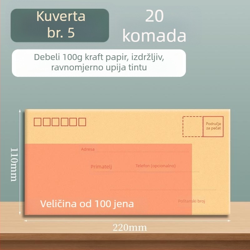 Goode kovert od kraft papira za račune, dokumente i novac, spreman za slanje