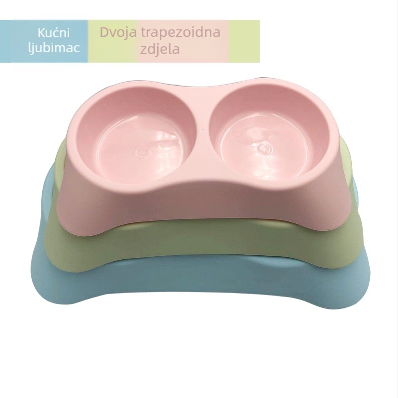 Posude za hranjenje kućnih ljubimaca – plastične trapezne dvostruke zdjele za pse i mačke (Harry YaYa)