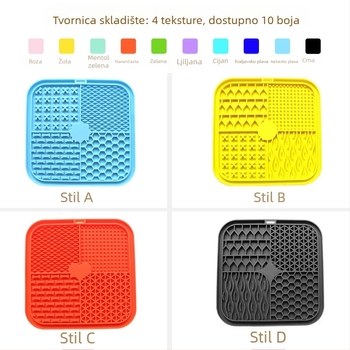 4-u-1 silikonaska pločica za lizanje za pse – sporo hranjenje, sprječava gušenje; Brend Geedyn; Podrijetlo Dongguan; 128 komada u kutiji