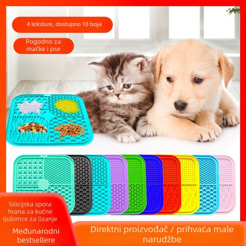 4-u-1 silikonaska pločica za lizanje za pse – sporo hranjenje, sprječava gušenje; Brend Geedyn; Podrijetlo Dongguan; 128 komada u kutiji